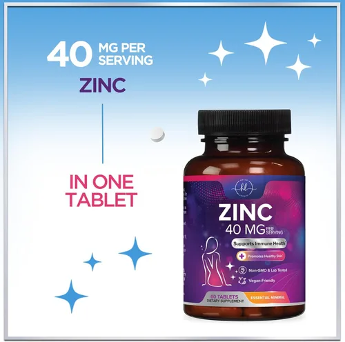 Miniatura 3 de Suplementos de zinc de 40 mg – Apoyo inmunológico de alta potencia y suplemento antioxidante – El mejor suplemento de zinc para la salud de la piel