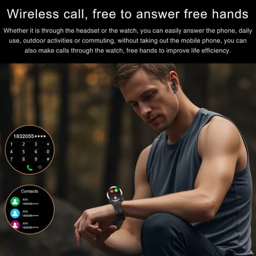 Miniatura 5 de Reloj inteligente 2 en 1 con audífonos, bisel de aleación de zinc, pantalla redonda de 1.46 pulgadas, función de llamada Bluetooth, reproducción