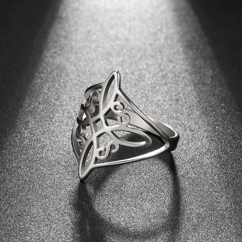 Miniatura 32 de UNIFT Anillo de nudo de bruja para mujer, acero inoxidable, celta, cuaternario, Wicca, estilo geométrico, anillo de nudo de brujería, amuleto