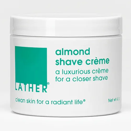 LATHER Crema de afeitar de almendras para pieles sensibles | Crema de afeitar sin fragancia para mujeres y hombres | Crema de afeitar hidratante e
