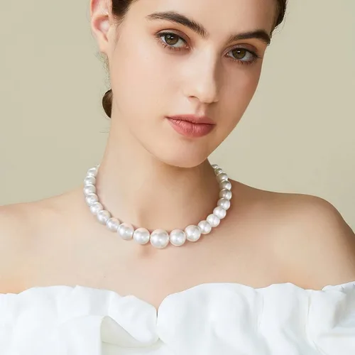 Miniatura 2 de MUYAN Collar redondo de perlas de imitación para mujer, gargantilla abierta de perlas, color blanco
