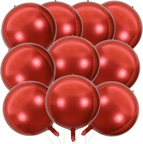 Miniatura 9 de KALOR Globos de papel de aluminio de 22 pulgadas de feliz año nuevo, 10 piezas, globos grandes 4D gigantes redondos de papel de aluminio metálico