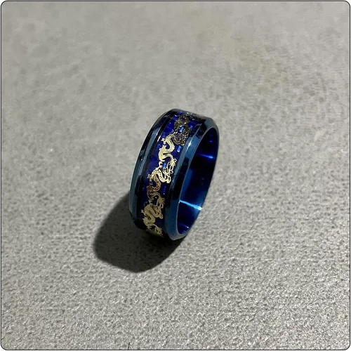 Miniatura 7 de Anillo de banda de fibra de carbono de moda Anillo de dragón de acero inoxidable
