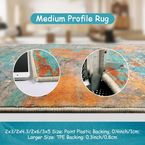 Miniatura 5 de Lahome Alfombra Abstracta Moderna - Alfombra de Pasillo Colorida de 2x8 Pies, Antideslizante Lavable, Alfombra de Baño, Alfombra de Entrada