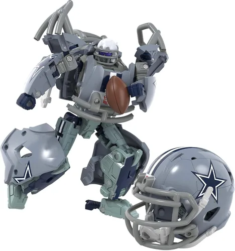 Transformers NFL Dallas Cowboys Starblitz - Figura de acción de 5.5 pulgadas que cambia de robot a casco, juguetes de fútbol para mayores de 8 años