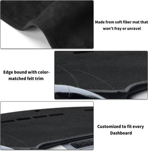 Miniatura 5 de POSAID Alfombrilla para salpicadero para Dodge Ram 1500 2500 3500, funda protectora personalizada para salpicadero Dodge Ram, Negro, 2010-2018