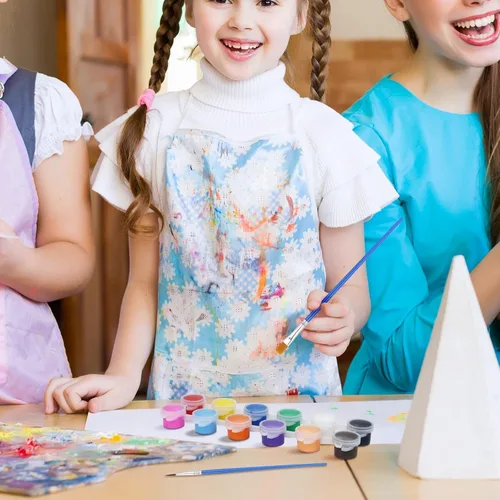 Miniatura 5 de Paquete de 25 mini pintura acrílica, 350 piezas de kit de pintura para niños, tiras de almacenamiento de tiras de 12 colores, tiras de pinturas