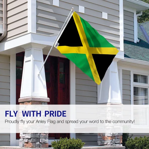 Miniatura 2 de Anley Fly Breeze - Bandera de Jamaica de 3 x 5 pies, color vivo y a prueba de decoloración, cabecera de lona y doble costura, banderas nacionales