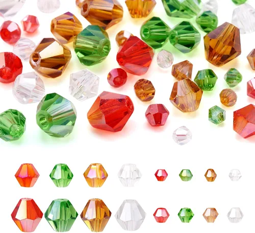 Miniatura 21 de Craftdady Cuentas de cristal facetado para Halloween, 1032 cuentas de cristal para manualidades, cuentas sueltas de otoño para manualidades, aretes