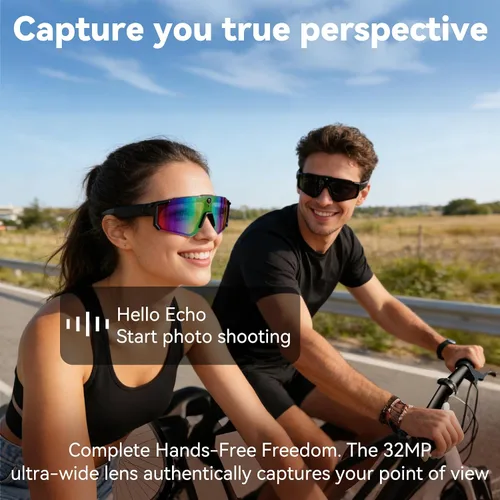 Miniatura 3 de Gafas de cámara AI Pro de 32 MP – Gafas de grabación con estabilización EIS de 6 ejes, asistente de voz ChatGPT, impermeable IP56, cancelación