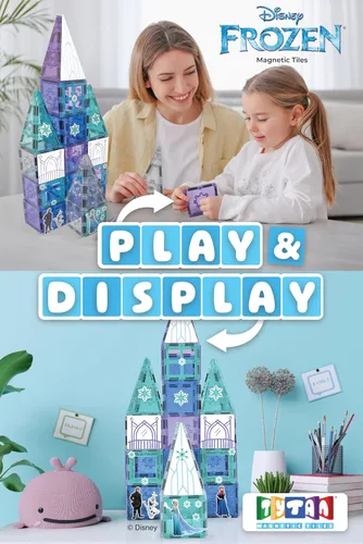 Miniatura 3 de Tytan Toys Disney Frozen - Azulejos magnéticos de castillo de princesa, juego de construcción STEAM de 68 piezas con azulejos con purpurina
