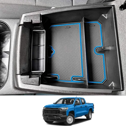 CDEFG Bandeja organizadora de consola central Colorado Canyon 2023-2026 para Chevy Colorado/GMC Canyon 2023-2025 2026, accesorios para consola Azul