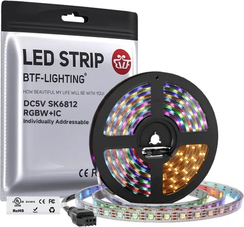 Miniatura 17 de BTF-LIGHTING RGBW RGB+Blanco Frío SK6812 (Similar WS2812B) 4 Colores en 1 Tira LED, Direccionable Individual, 16.4 pies, 60 píxel/m, 300LED Luz