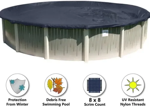Miniatura 2 de Cubierta de piscina de invierno de lujo para piscinas redondas de 12 pies sobre el suelo Azul/Negro Fácil de instalar, protección UV y duradera