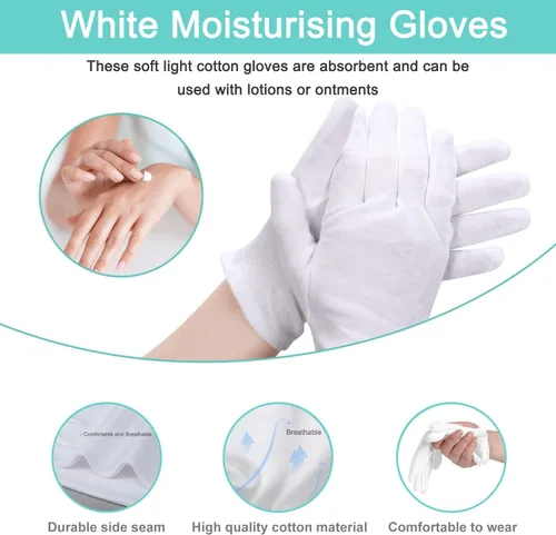 Miniatura 2 de Guantes de algodón para niños – 24 guantes hidratantes blancos suaves para eccema para manos secas inspección SPA (pequeño)