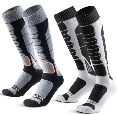 Miniatura 7 de Calcetines de lana de merino para esquí para hombres, mujeres y jóvenes - Calcetines térmicos de snowboard con amortiguación completa por encima