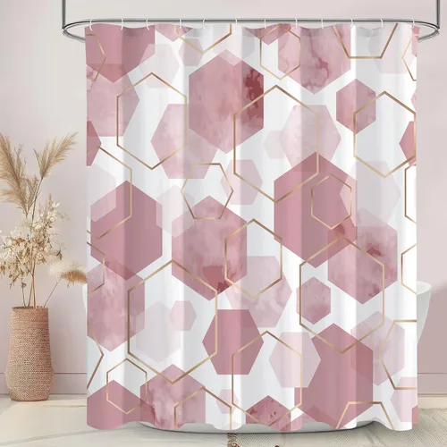 Miniatura 8 de Litabel Juego de cortinas de ducha impermeables, decoración geométrica moderna, de tela abstracta, para baño, 72 x 72 pulgadas Azul