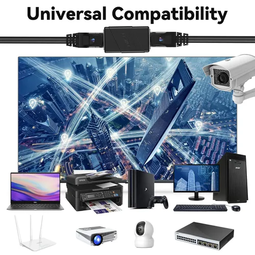 Miniatura 5 de Acoplador RJ45, paquete de 2 adaptadores Ethernet hembra a hembra, adaptador extensor de cable de conexión, modular recto de 8 pines, conectores