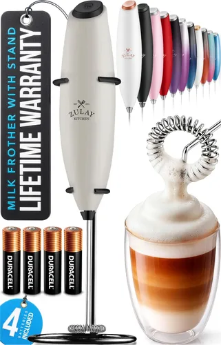 Miniatura 79 de Zulay Kitchen Espumador de leche de mano con pilas Duracell AA – Mezclador eléctrico ultrarrápido y creador de espuma, mezclador de bebidas fácil