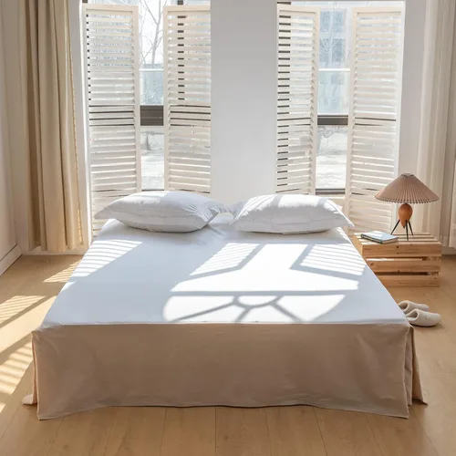 Miniatura 11 de BISELINA - Falda de cama de lino francés con volantes plisados de 22 pulgadas, caída a medida, mezcla natural de lino y algodón, funda para cama