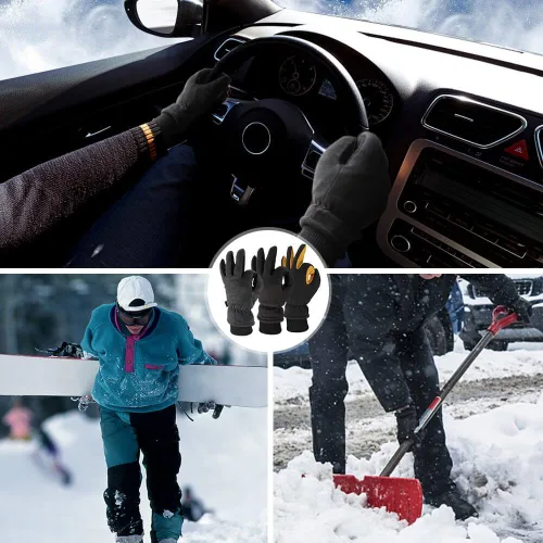 Miniatura 5 de OZERO Guantes de invierno -30 F de piel de ciervo a prueba de frío de piel de ciervo aislados, resistentes al agua, guantes térmicos para conducir
