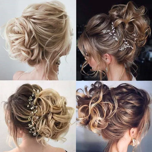 Miniatura 6 de Extensiones de cabello desordenado, coleta, peinado recogido, Moño, Mezcla de blanqueador negro y café.