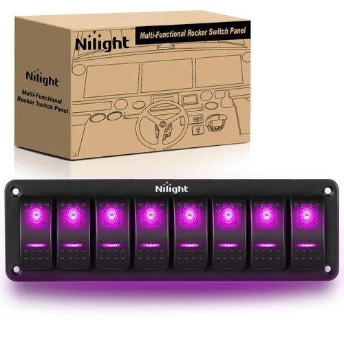 Miniatura 21 de Nilight Panel de interruptor basculante de 2 posiciones, 12V 24V DC, interruptores rojos, aluminio, 5 pines, ON OFF, precableado, impermeable