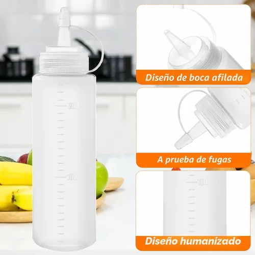 Miniatura 3 de Paquete de 12 botellas de plástico de 8 onzas líquidas multiusos para ketchup, condimentos, salsa barbacoa, aderezo, barbacoa, parrilla