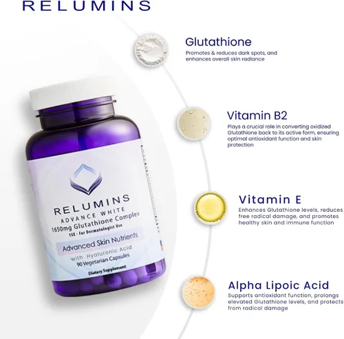 Miniatura 3 de Suero de blanqueamiento Relumins Advance White con complejo de glutatión, fórmula dermatológica 15× con nutrientes de la piel avanzados de 0.058