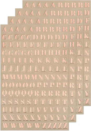 Miniatura 9 de MECCANIXITY 4 hojas de calcomanías de resina con letras pequeñas 3D de la A a la Z, color dorado, mini calcomanías del alfabeto, aleación metálica