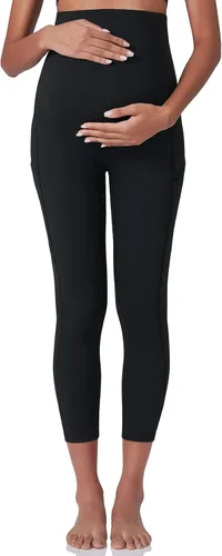 Miniatura 6 de POSHDIVAH Leggings de entrenamiento de maternidad para mujer, sobre el vientre, pantalones de yoga con bolsillos, pantalones de trabajo suaves