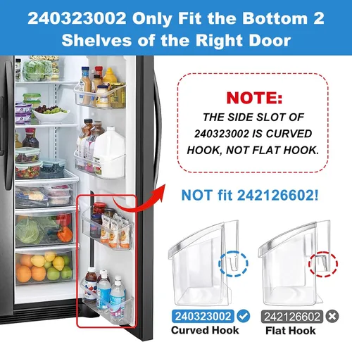 Miniatura 5 de MEJORADO Paquete de 2 240323002 Estante de Bandeja de Puerta de Refrigerador Compatible con Frigidaire y Kenmore los 2 Estantes Inferiores