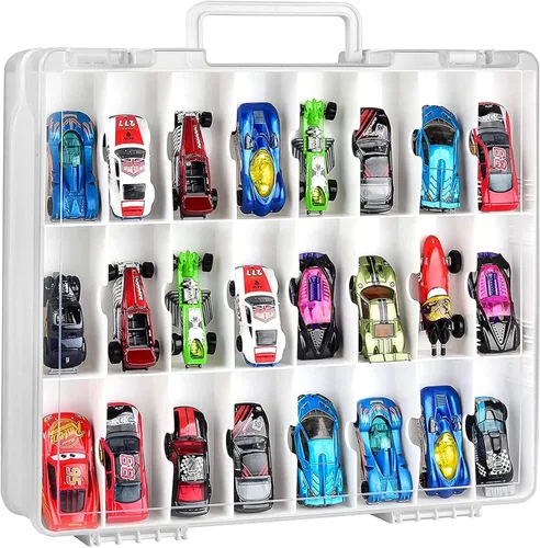 Miniatura 10 de Estuche organizador de almacenamiento de juguetes de doble cara para autos Hot Wheels, para autos de Matchbox, para mini juguetes, para muñecas Negro
