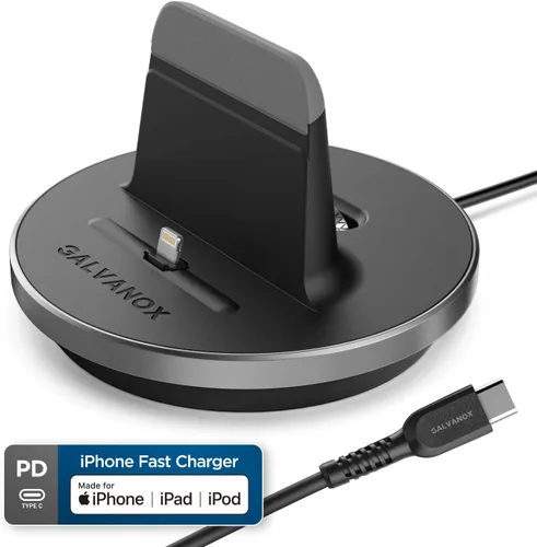 Miniatura 3 de Soporte de carga para iPhone con certificación MFi, base Lightning de escritorio con cable USB-C integrado para carga rápida Apple iPhone 14 Pro