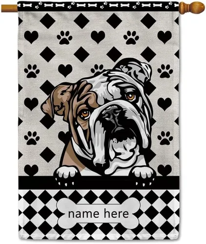 Miniatura 50 de Bandera personalizada de jardín para perro, lindo perro salchicha salchicha, lunares, búfalo, bandera a cuadros para decoración del hogar al aire