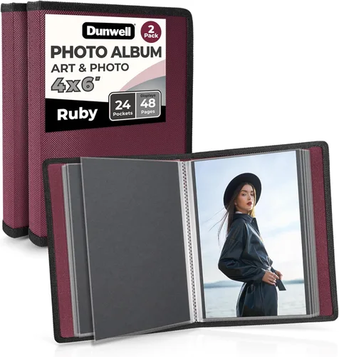 Miniatura 19 de Álbum de fotos Dunwell 8x10 (negro) con papel de montaje, carpeta de presentación de portafolio de arte y fotos de 8 x 10, 24 fundas transparentes