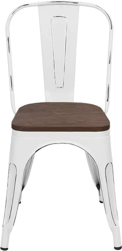 Miniatura 6 de Furmax Sillas de comedor de metal con asiento de madera, para uso en interiores y exteriores, apilables, elegantes, para comedor, bistró, cafetería