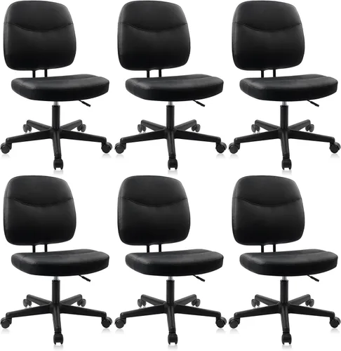 Miniatura 17 de CLATINA Silla de oficina en casa, sin brazos con ruedas, silla de escritorio pequeña de altura ajustable, sillas giratorias de trabajo de malla