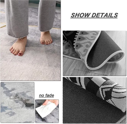 Miniatura 2 de Modern Area Rugs 80cm 100cm 120cm 140cm 160cm 180cm 200cm Round Carpet for Living Room Bedroom Home Floor Non-Slip Mats Soft Chair Mat