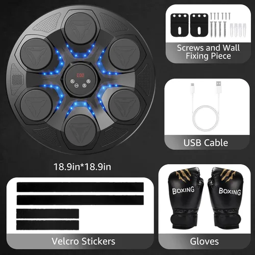 Miniatura 8 de Upgrade Music Boxing Machine For Adults Kids, Interactive Music Punching Machine with Gloves 12 Modes 12 Speeds, Wall Mounted Electronic Boxing
