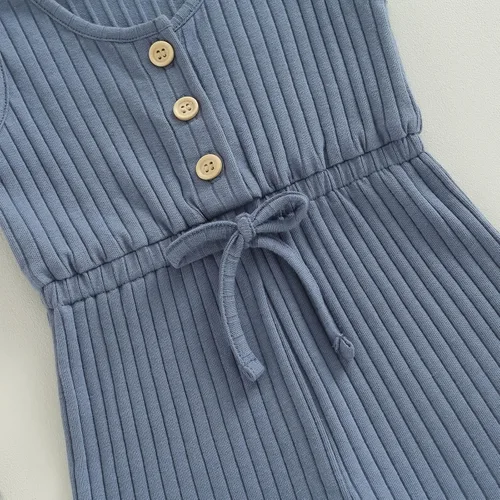 Miniatura 20 de Traje de verano para niña pequeña, de manga corta, acanalado, overol liso, pantalones cortos, ropa para recién nacidos