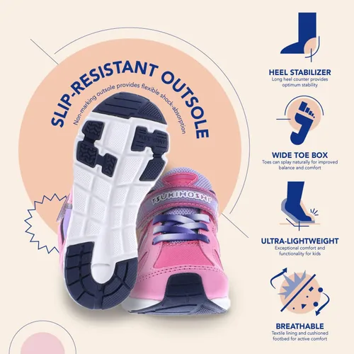 Miniatura 5 de TSUKIHOSHI - Zapatillas de coral y rosa para niños, diseño de arcoíris