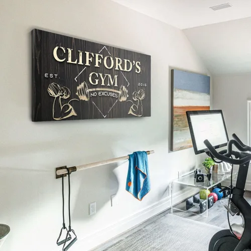 Tailored Canvases Letrero Personalizado de Gimnasio Arte de Pared Decorativo - Lienzo Motivacional para Gimnasio en Casa, Sala de Entrenamiento,