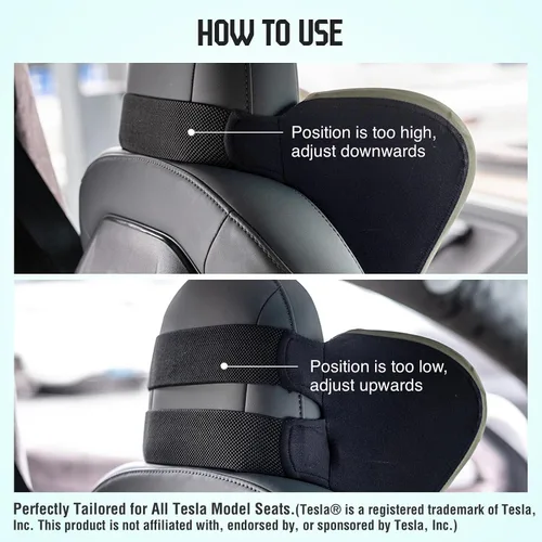Miniatura 5 de Almohada para el Cuello del Asiento de Coche para Conducir, Almohada de Reposacabezas de Espuma Viscoelástica Suave con Correa Ajustable y Funda