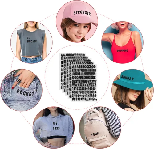 Miniatura 7 de 5 hojas, 830 piezas de letras y números para planchar para ropa, letras de vinilo para planchar de 1 pulgada con letras de transferencia de calor