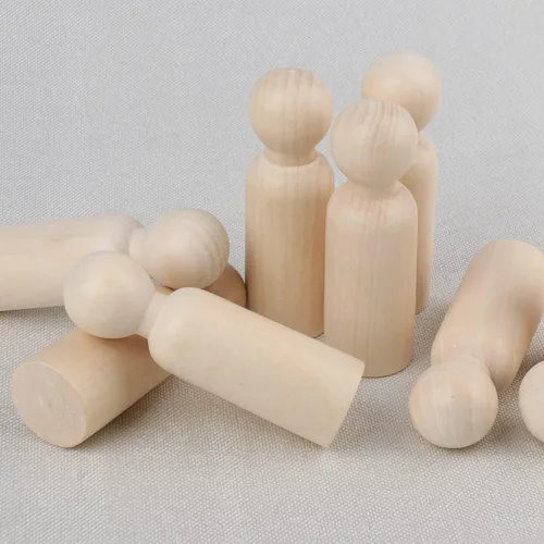 Miniatura 4 de Peg People de madera de 3.5 pulgadas, 60 piezas, muñecas sin terminar en tamaños de estandarización, perfectas para arte y manualidades, pintura