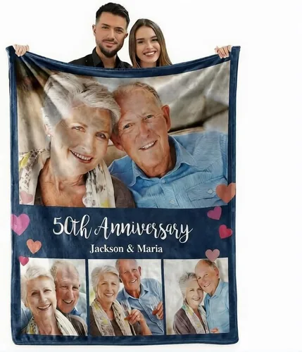 Miniatura 13 de MeMoShe Mantas personalizadas con fotos, regalos personalizados para parejas, manta de foto personalizada, regalos personalizados de "Te quiero