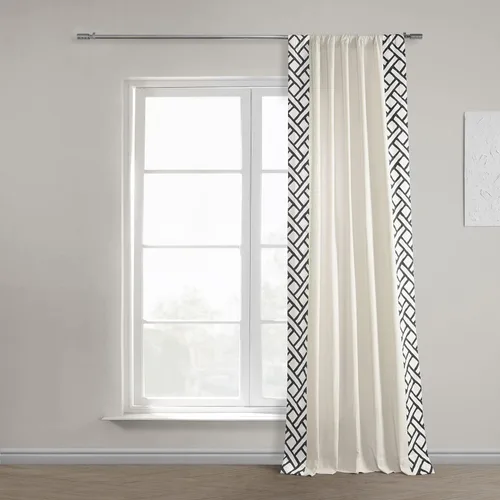 Miniatura 2 de HPD Half Price Drapes Cortinas de algodón sólido con bordes para dormitorio y sala de estar, 50 x 84, DTCC-SB220607-84 (1 panel) Garden Path Negro