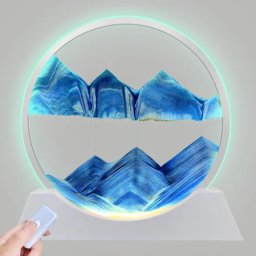 Miniatura 14 de Aoderun Arte de Arena en Movimiento de 7" con Movimiento Líquido con Luz, 3 Colores Cambiantes, Cuadro de Arte de Arena en Movimiento de Vidrio Verde