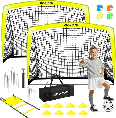 Portería de fútbol para niños de nivel profesional en el patio trasero, red de fútbol de poliéster de 5 capas resistente a desgarros y postes de 10